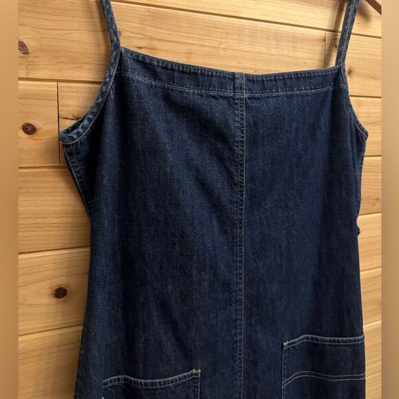 Vintage Jones Jeans Size Large Denim Cotton Dark Rinse Tie Back Maxi Dress - Picture 5 of 12